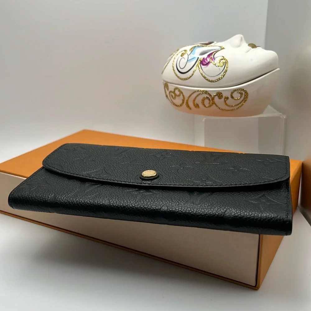 Louis Vuitton 2016 MONOGRAM EMPREINTE Leather Emilie Black Wallet Box & Dust bag - Picture 7 of 17